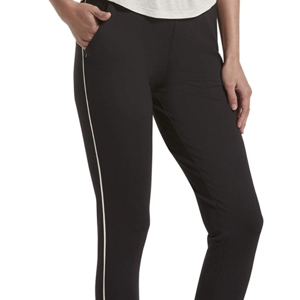 (1663) HUE Women's Ponte 7/8 Leggings Black / Whisper White Jogger - Picture 1 of 4